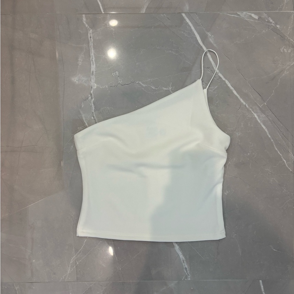 Princess Polly White One-Shoulder Crop Top